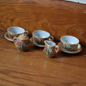 Vintage Unknown Brand Dollhouse Miniature Porcelain Tea Set